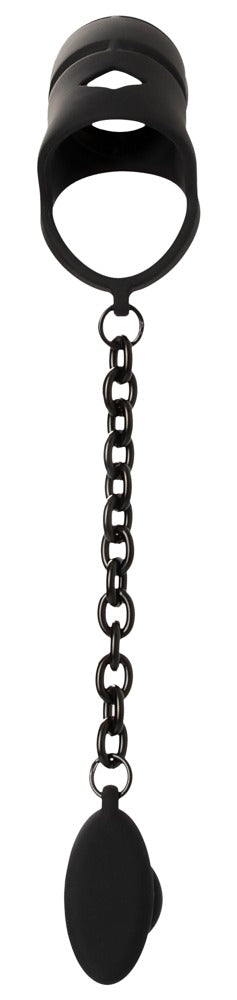 Black Velvets Cock Cage with Butt Plug