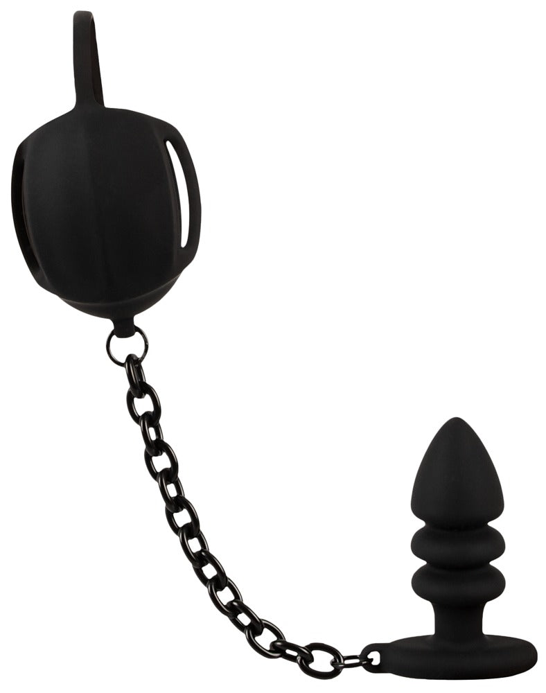 Black Velvets Ball Cage With Butt Plug