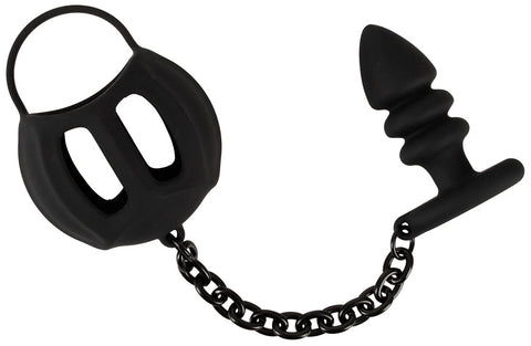Black Velvets Ball Cage With Butt Plug