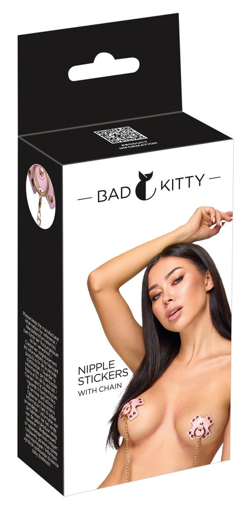 Bad Kitty Pink Nipple Stickers with Chain
