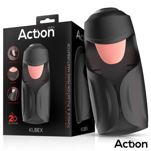 Action Kubex Vibrating, Pulsing And Licking Masturbator