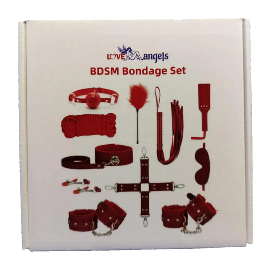 Loveangels 11pc Red BDSM Bondage Set
