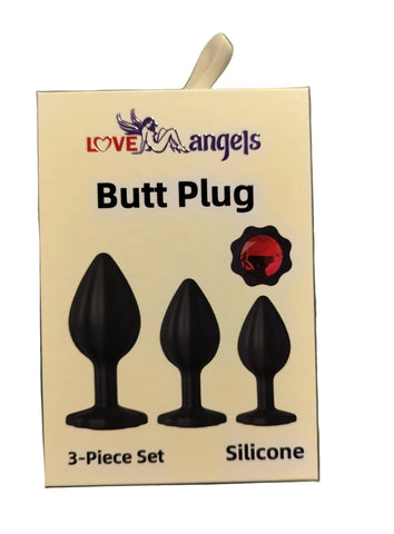 Loveangels Red Gem Base Silicone Butt Plug 3pk