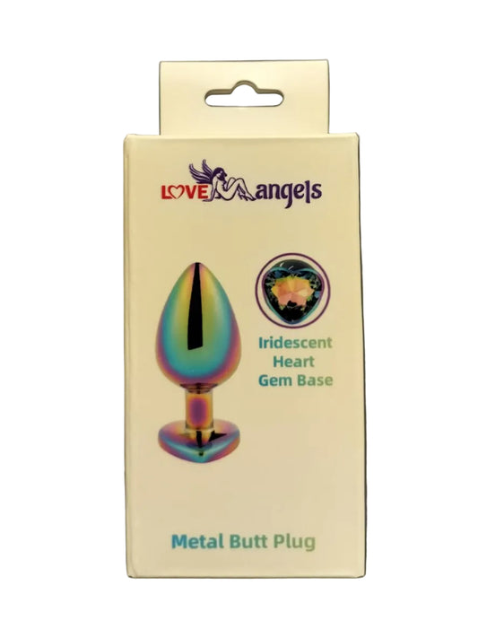 Loveangels Iridescent Metal Butt Plug With Heart Gem Base