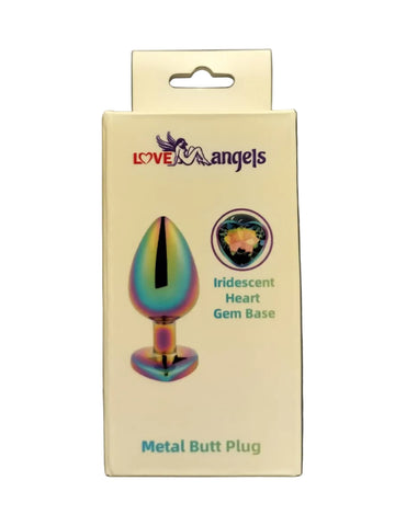 Loveangels Iridescent Metal Butt Plug With Heart Gem Base
