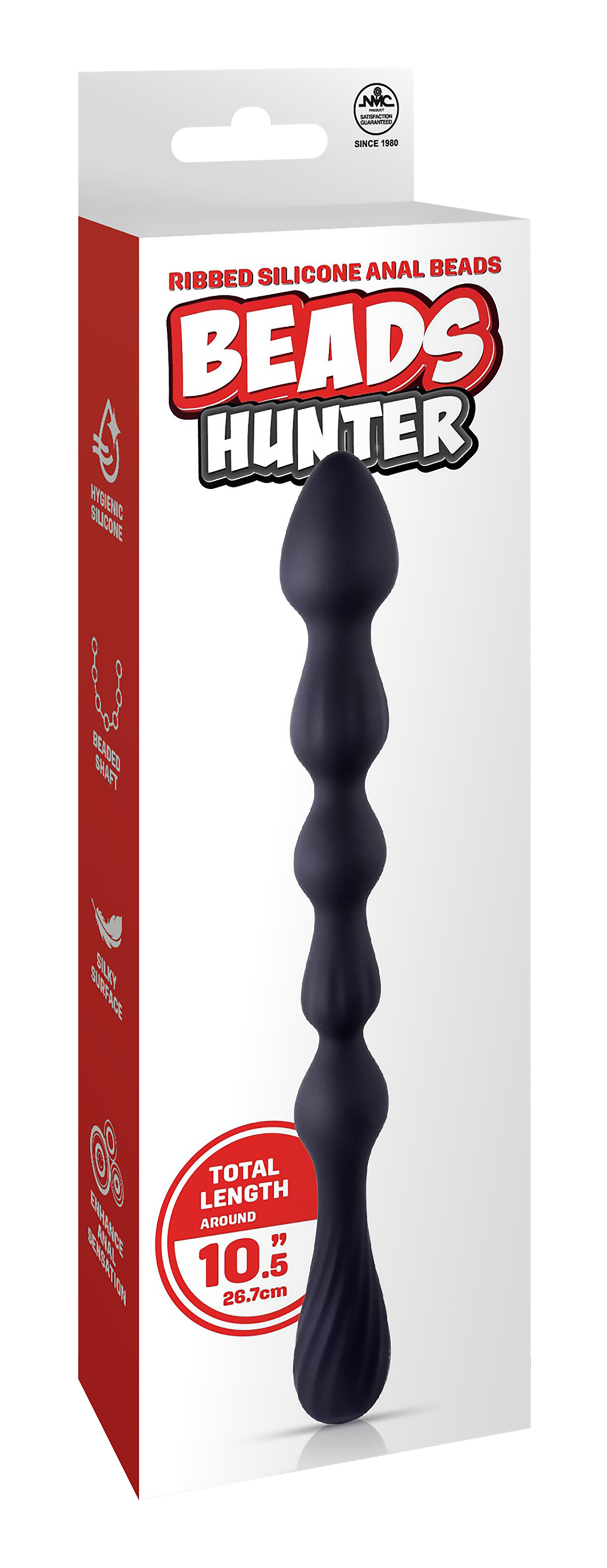 NMC 10.5 Inch Ribbed Silicone Anal Ball Beads Black