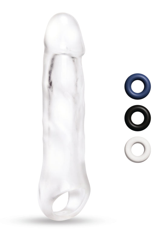 Size Up Clear View 1" Penis Extender With Ball Loop And 3 Rings