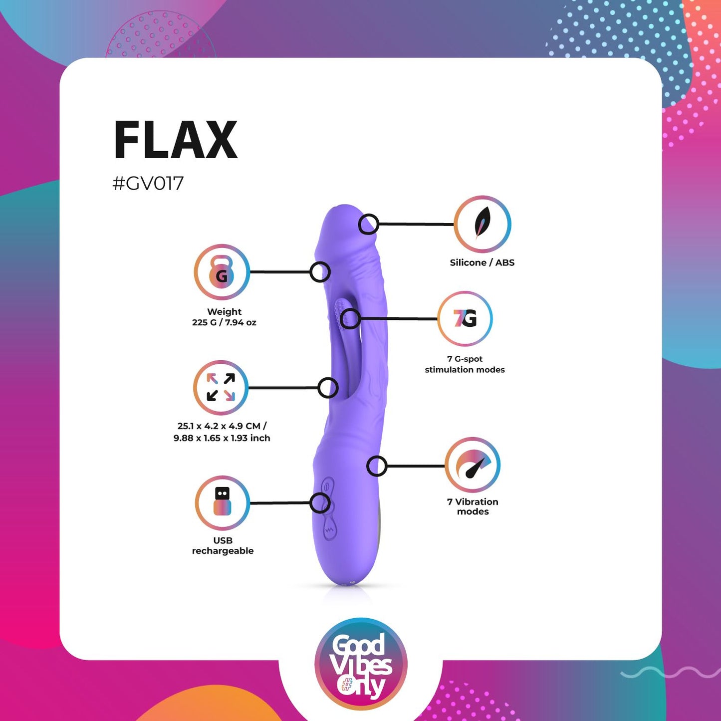 Good Vibes Only Flax Vibrating Dildo with G-Spot Stimulator