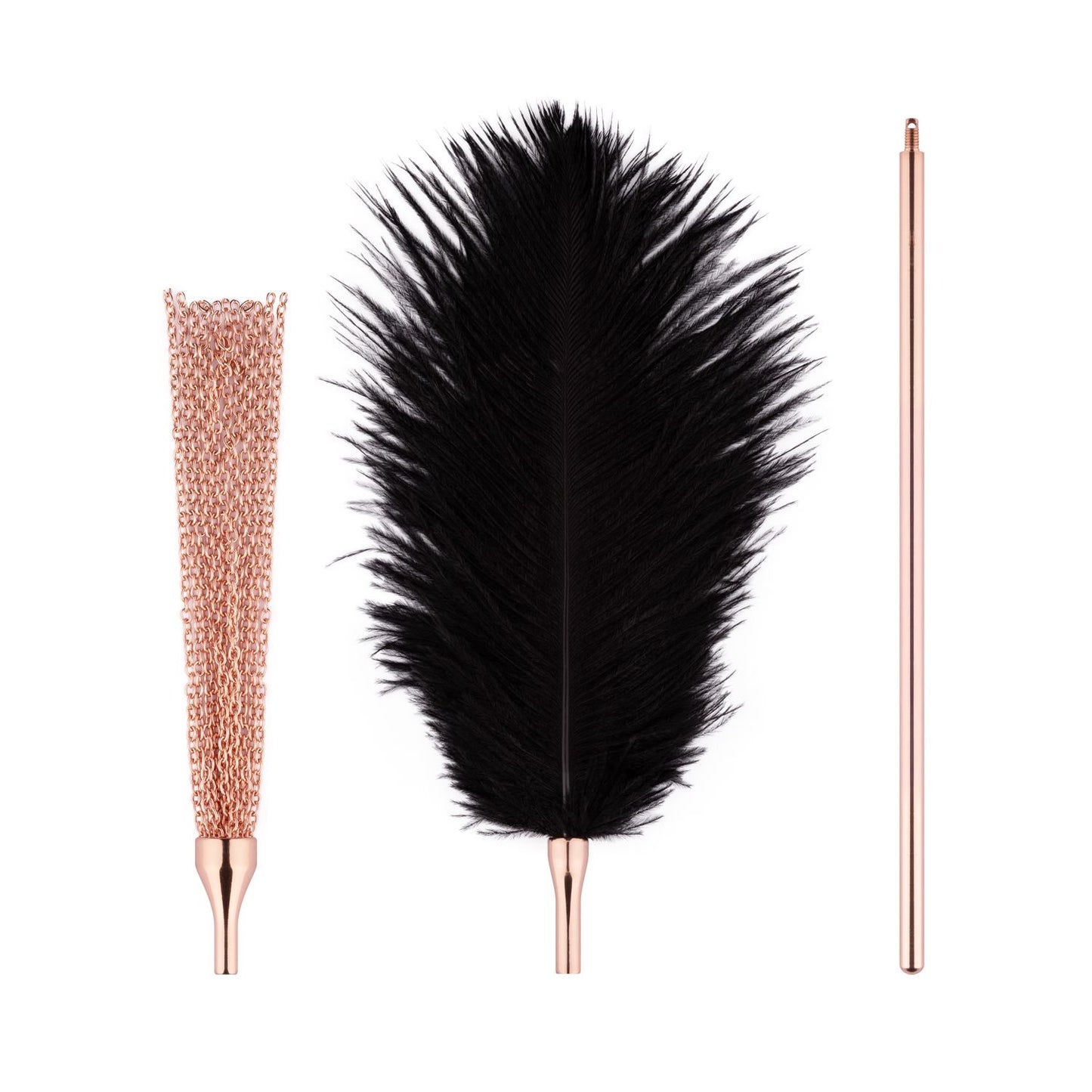 Rosy Gold Feather Tickler & Whip