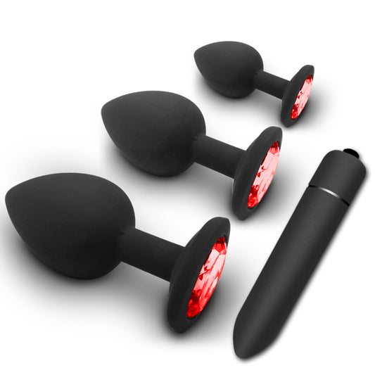 Loveangels Red Gem Butt Plug Kit With Vibrating Bullet