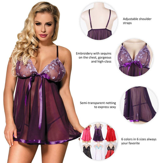 Loveangels See-Through Purple Babydoll