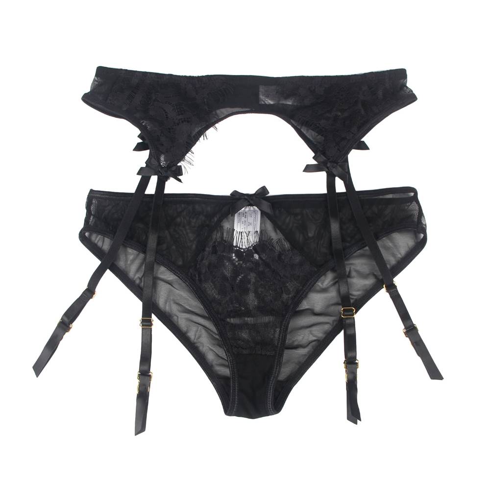 Loveangels Lace And Mesh Garter And Panty Set
