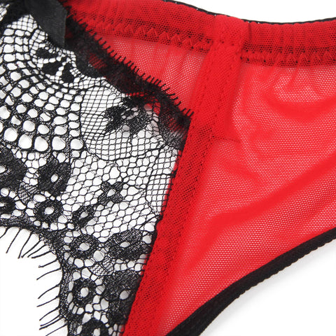 Loveangels Eyelash Lace Garter Belt And Panty Set