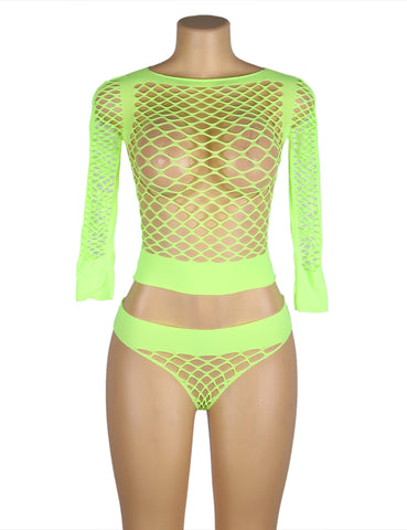 Loveangels Neon Green 2pc Bodystocking Set