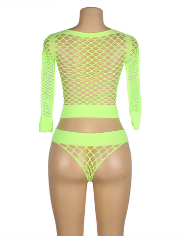 Loveangels Neon Green 2pc Bodystocking Set