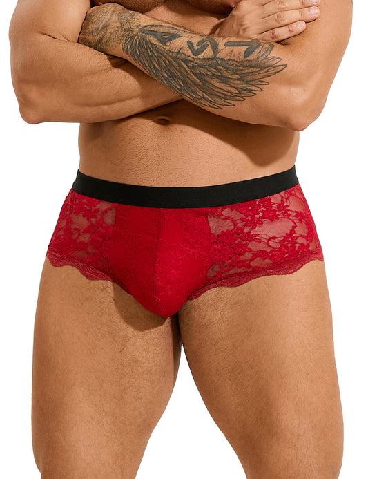 Loveangels Burgundy Lace Men's Briefs