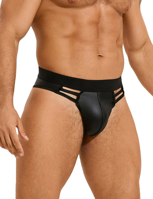 Loveangels Men's PU Cheeky Cut Out Briefs