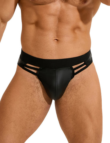 Loveangels Men's PU Cheeky Cut Out Briefs