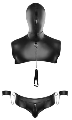 Svenjoyment Men's Hooded Bondage Set with Cuffs