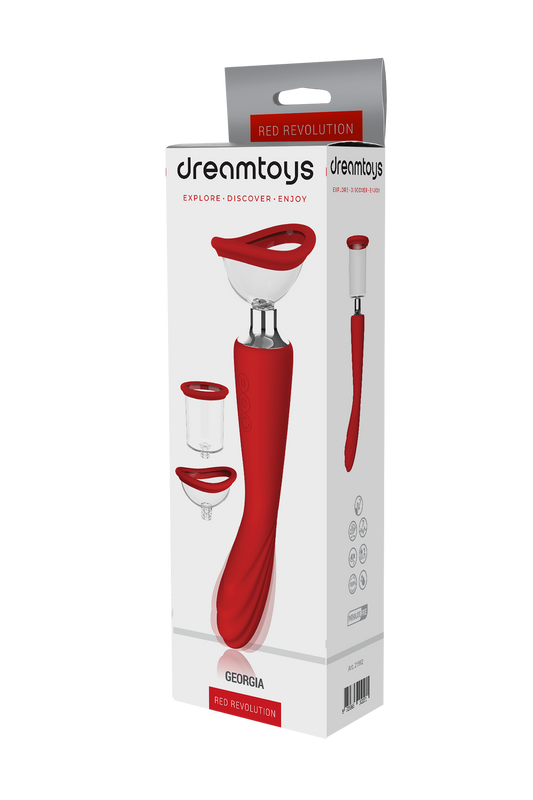 Dreamtoys Red Revolution Georgia G-Spot Vibrator And Suction Pump