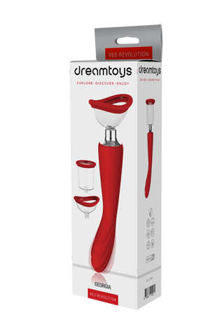 Dreamtoys Red Revolution Georgia G-Spot Vibrator And Suction Pump