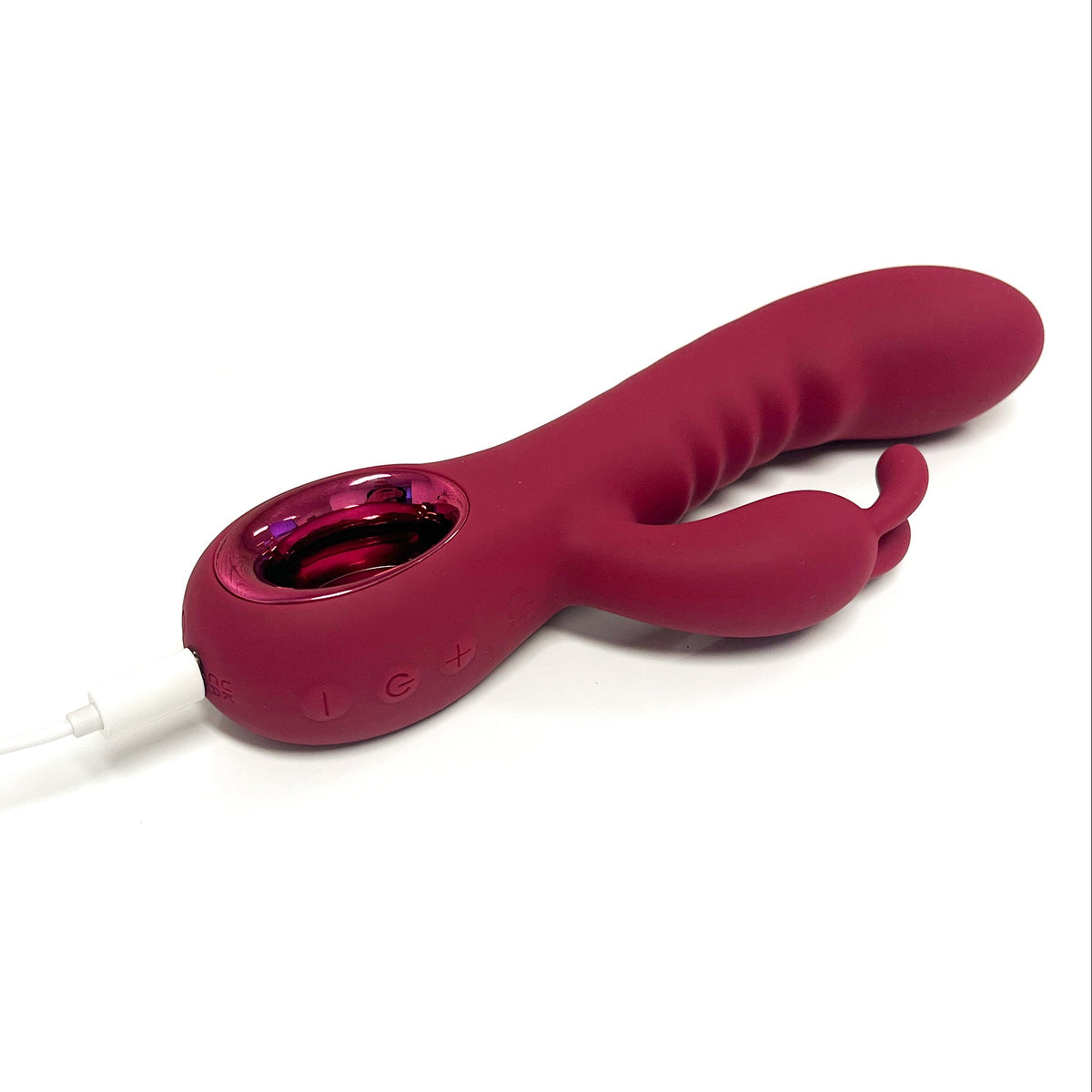 Glam Burgundy Rabbit Vibrator With Handle