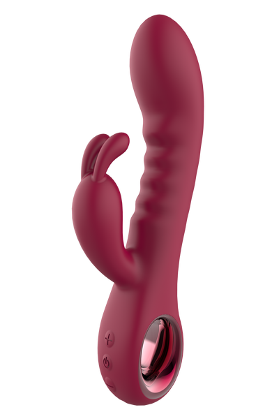 Glam Burgundy Rabbit Vibrator With Handle