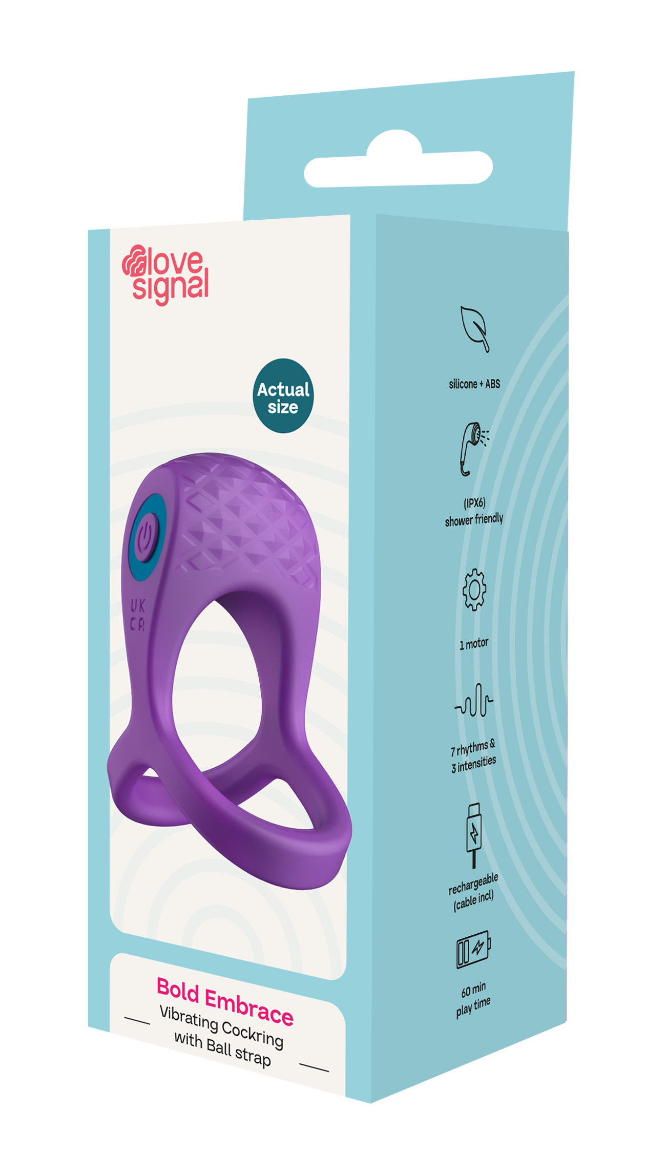 Love Signal Bold Embrace Vibrating Cock Ring With Ball Strap