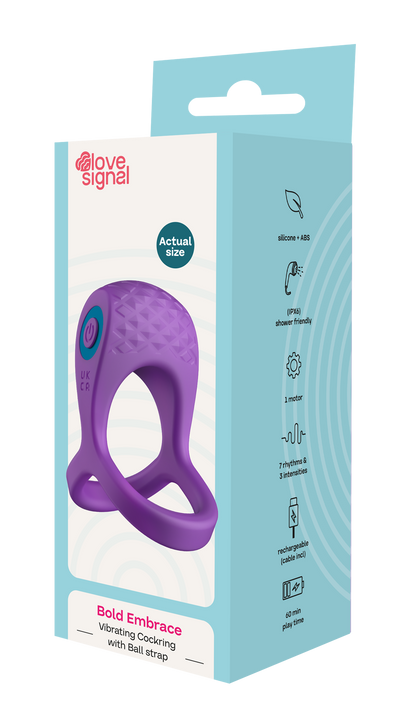 Love Signal Bold Embrace Vibrating Cock Ring With Ball Strap