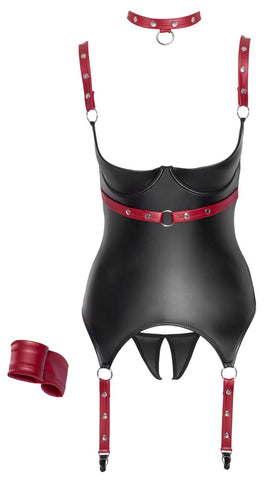 Cottelli Black And Red Shelf Basque And Thong Set