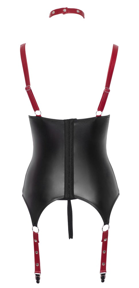 Cottelli Black And Red Shelf Basque And Thong Set