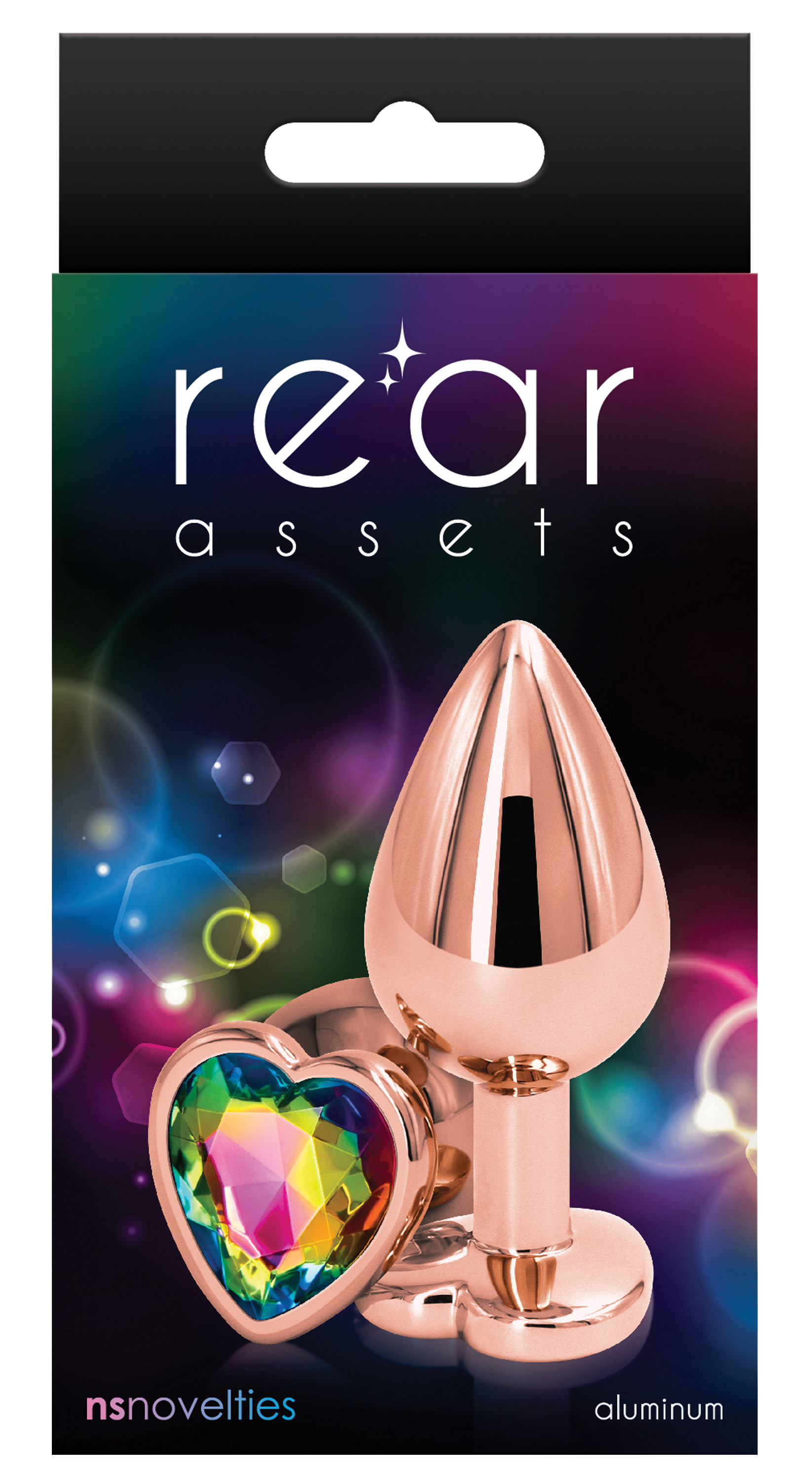 Rear Assets Rose Gold Anal Plug With Rainbow Heart