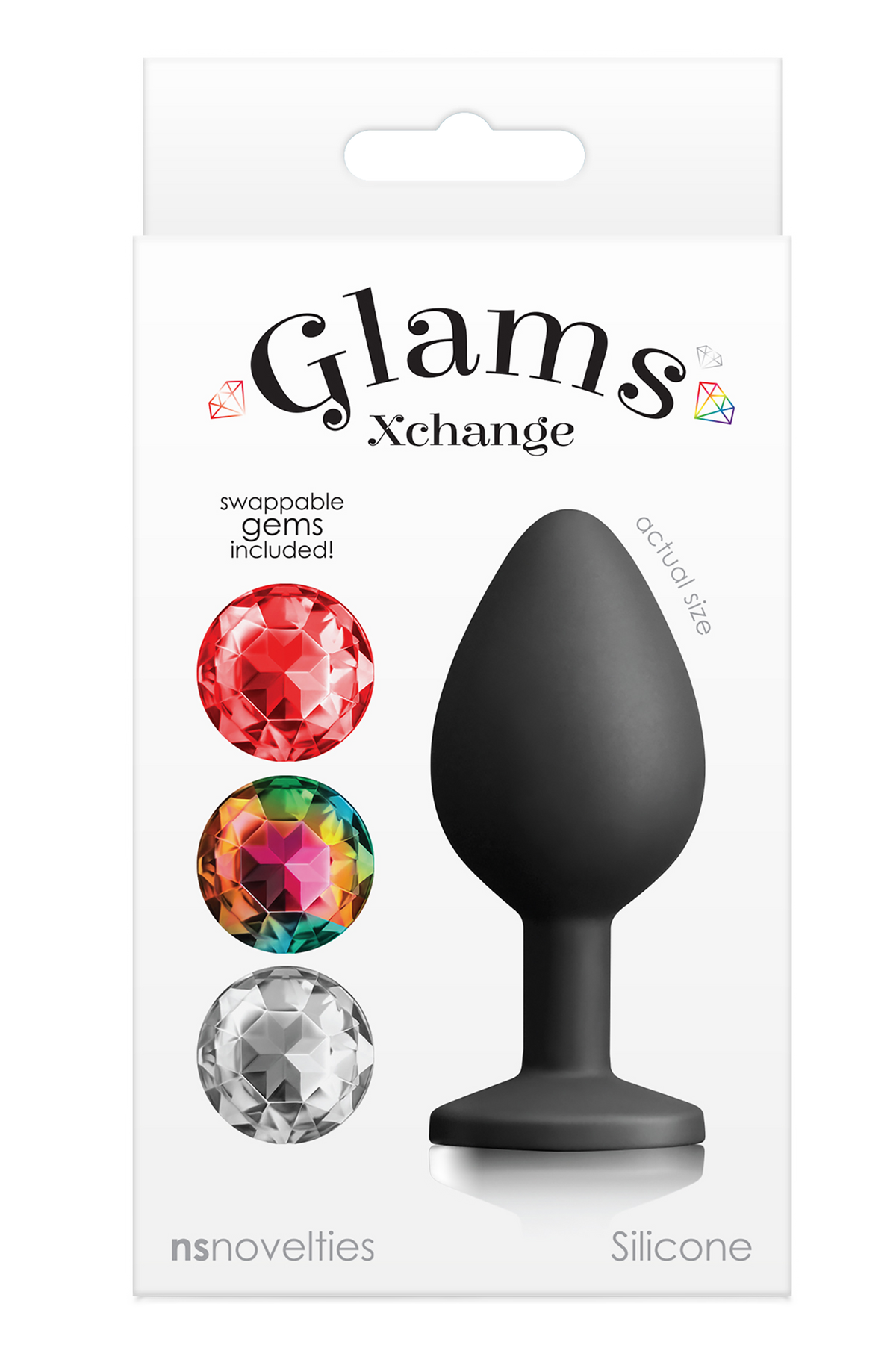 NS Novelties Glams Xchange Medium Plug With 3 Changeable Gems