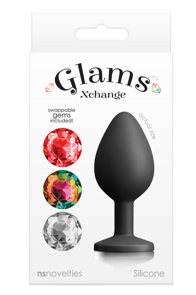 NS Novelties Glams Xchange Medium Plug With 3 Changeable Gems