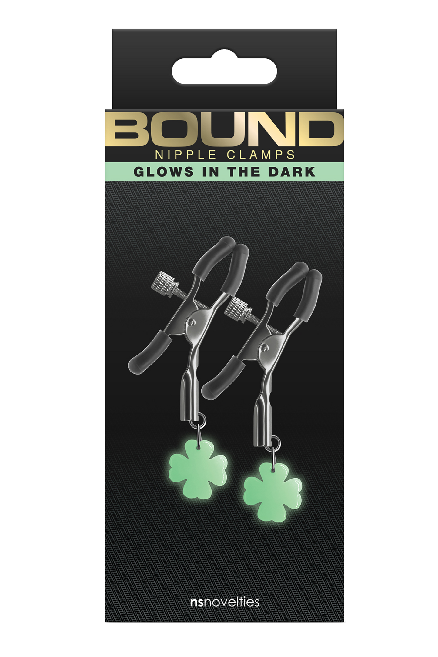 Bound Nipple Clamps Glow in the Dark Gunmetal