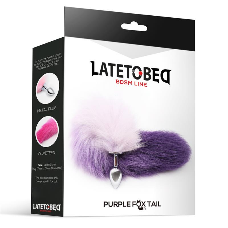 Late To Bed Purple And White Foxy Tail With Small Metal Plug