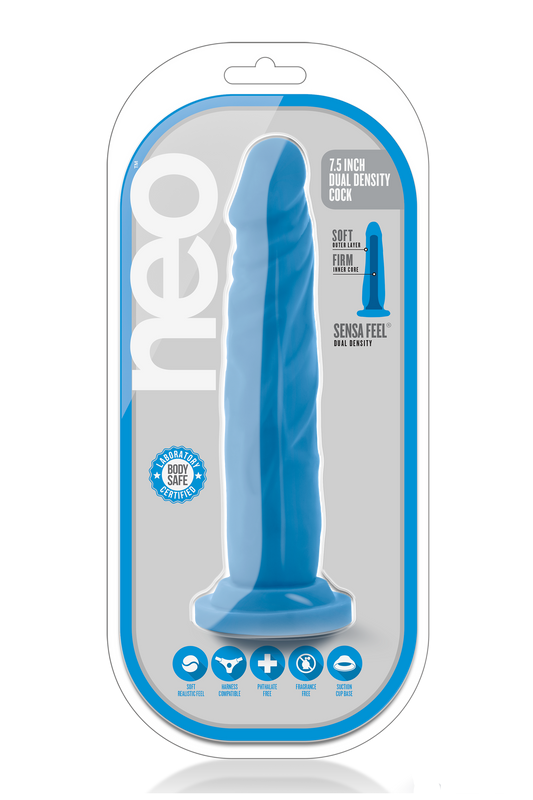 Neo 7.5 Inch Dual Density Cock Neon Blue