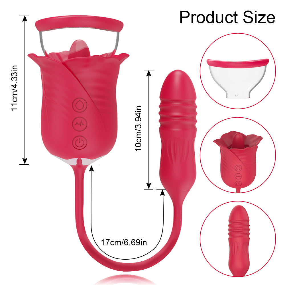 Loveangels Rose Pump with Vibrating Tongue and Thruster