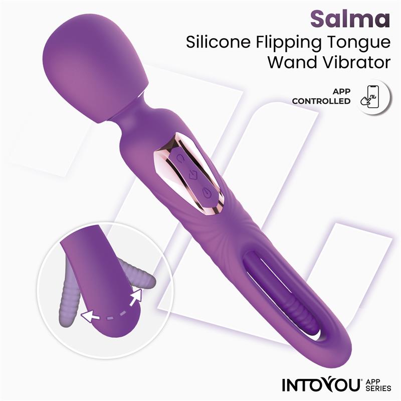 IntoYou App Series Salma Vibrating Dual Ended Wand With Flapping Tongue