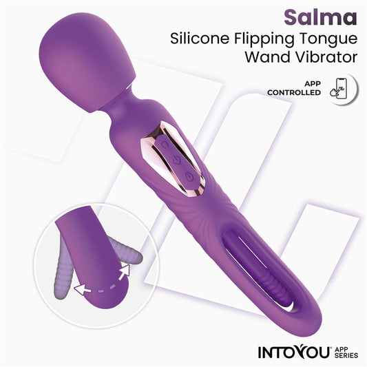 IntoYou App Series Salma Vibrating Dual Ended Wand With Flapping Tongue