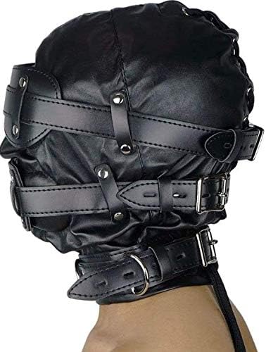 Loveangels PU Leather Hood With Removable Blindfold And Penis Gag