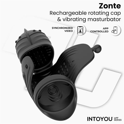 Into You App Series Zonte Rotating Cap Vibrating Masturbator with App