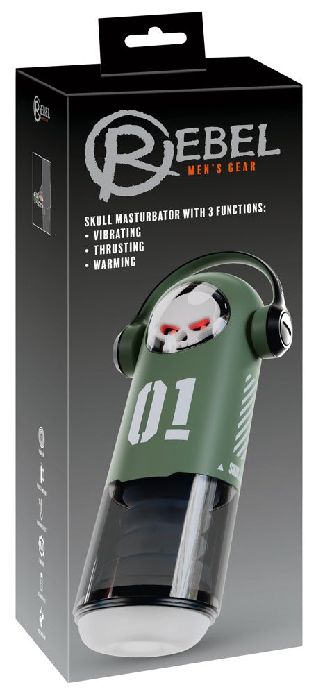 Rebel Skull Masturbator with Vibration, Heating and Thrusting
