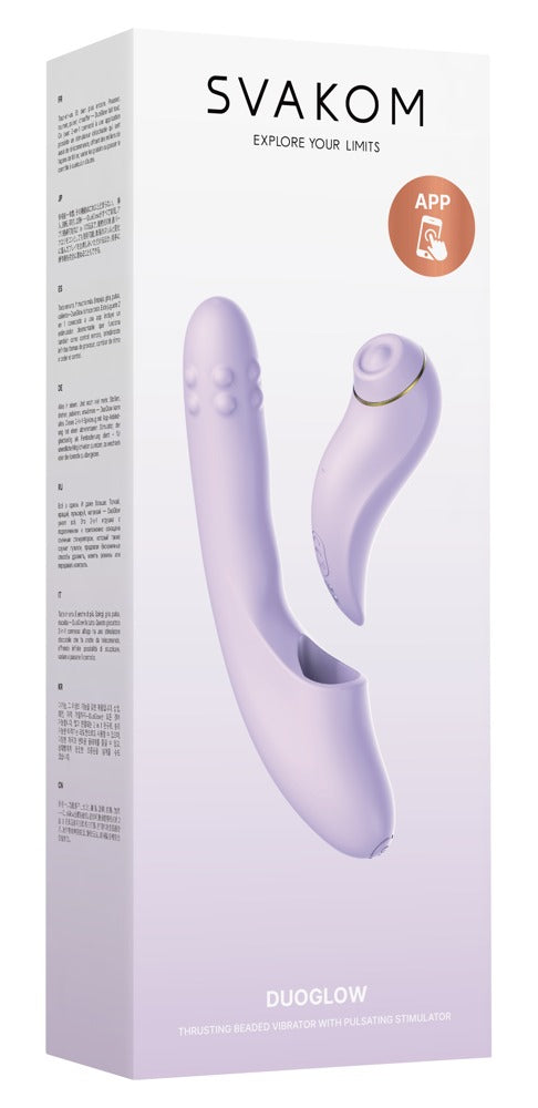 Svakom DuoGlow App Control Thrusting Beaded Vibrator With Pulsating Stimulator