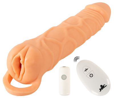 Nature Skin 2in1 Vibrating Extension Masturbator With Remote