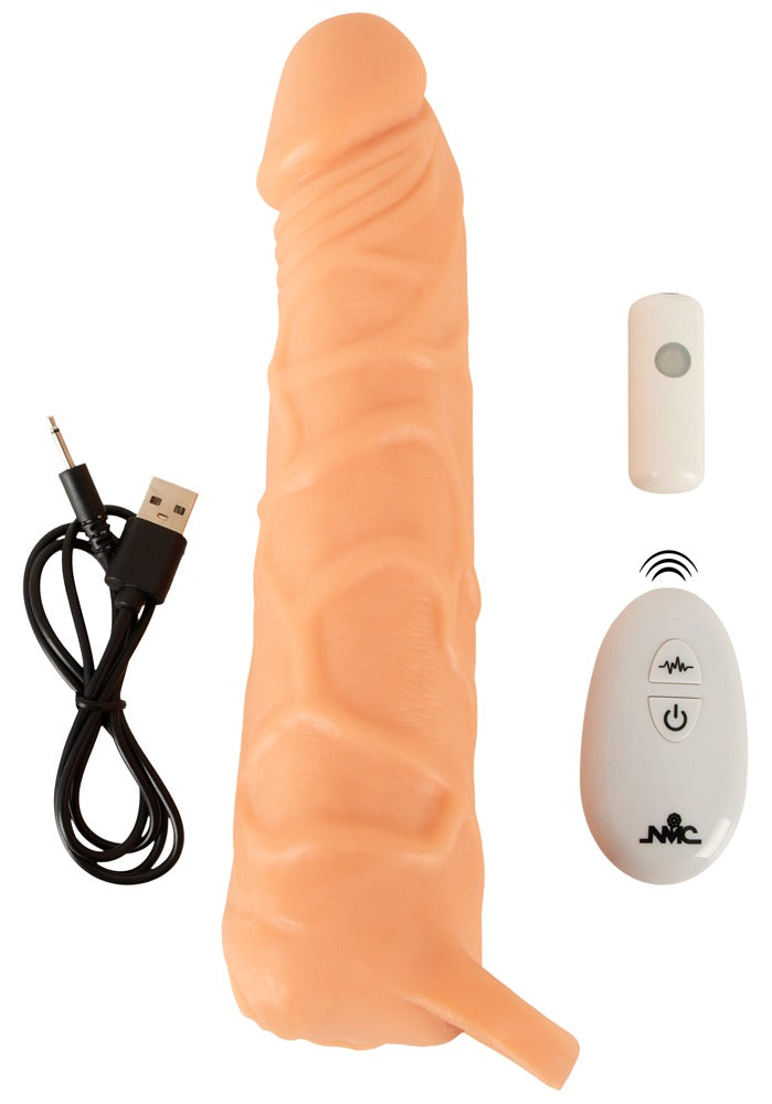 Nature Skin 2in1 Vibrating Extension Masturbator With Remote