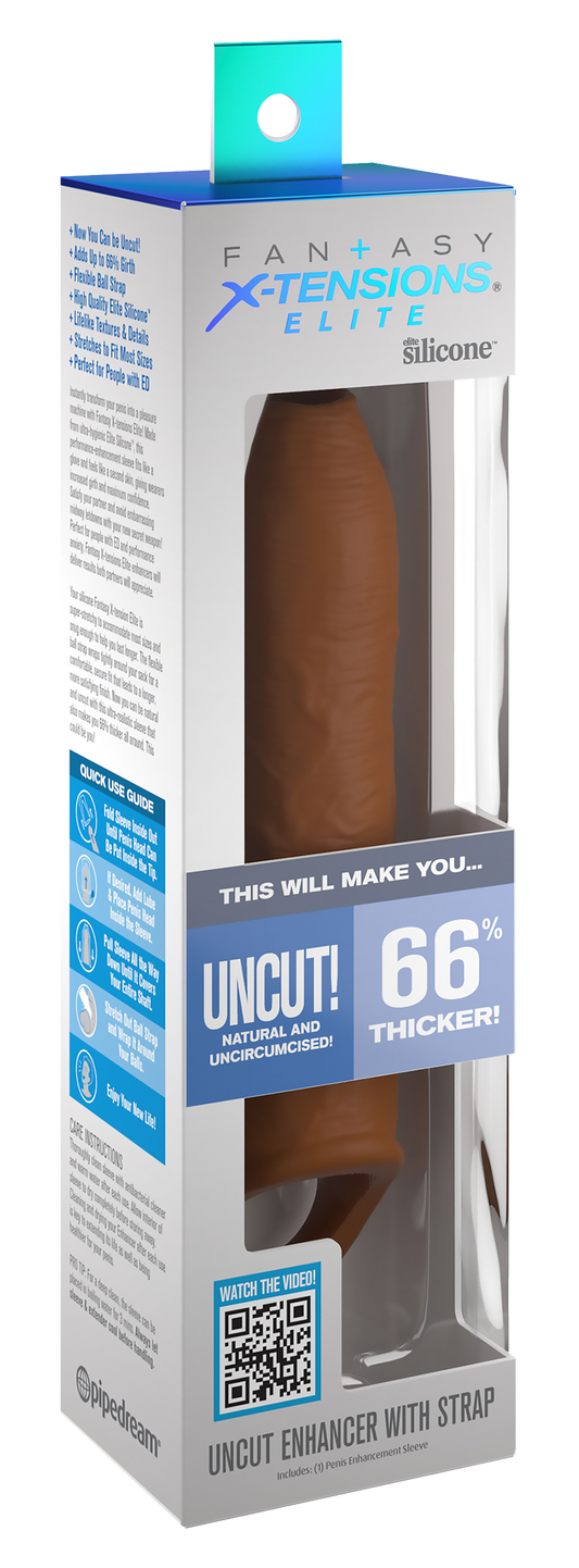 Fantasy X-tensions Elite Uncut 7 Inch Extension Sleeve With Strap Tan