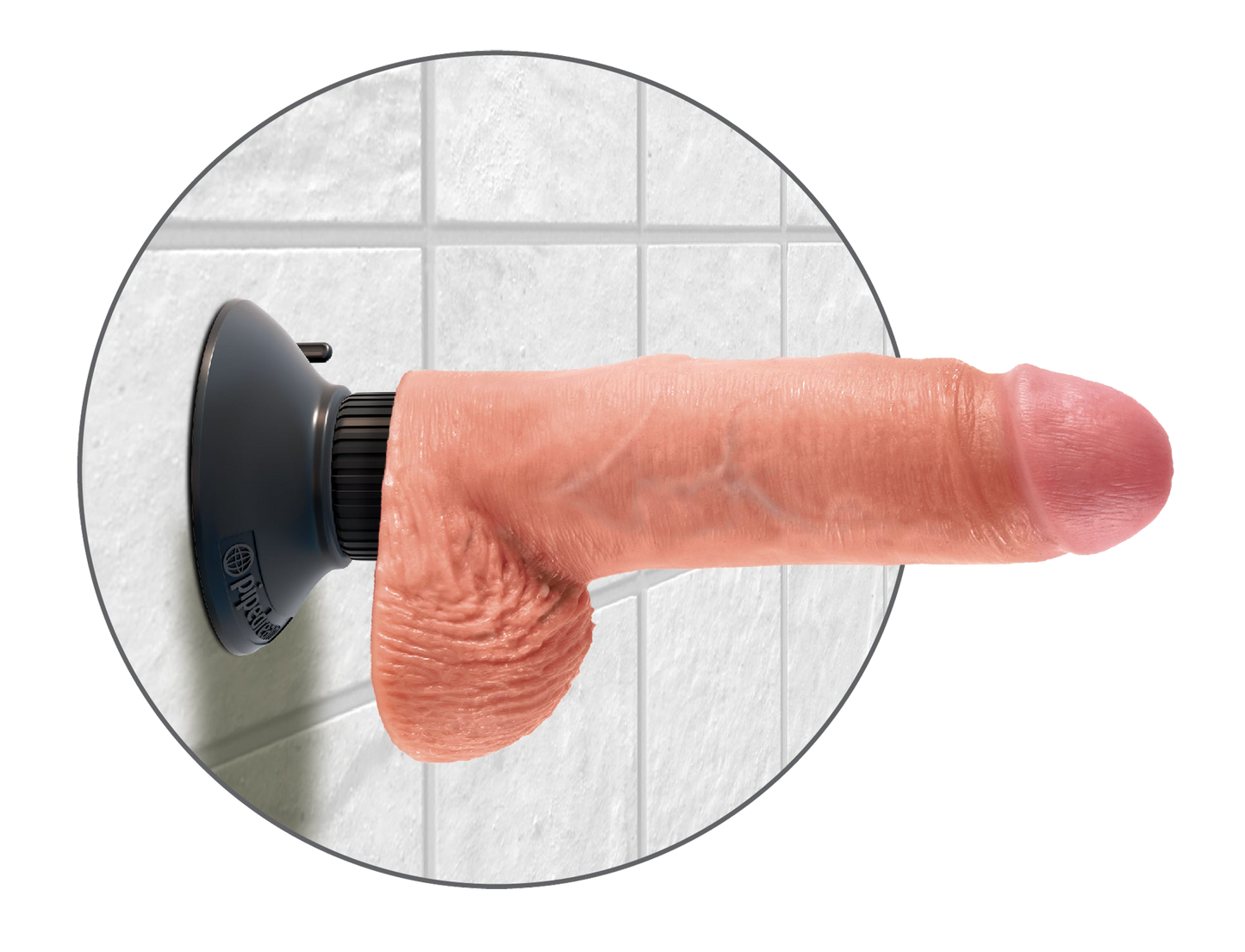 King Cock 7 Inch Vibrating Cock With Balls Light