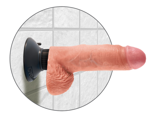 King Cock 7 Inch Vibrating Cock With Balls Light