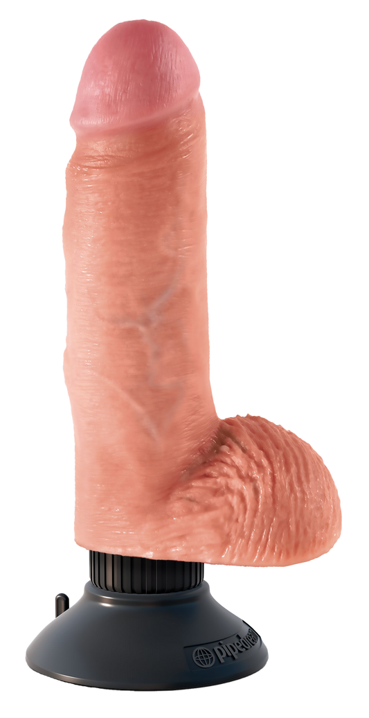 King Cock 7 Inch Vibrating Cock With Balls Light